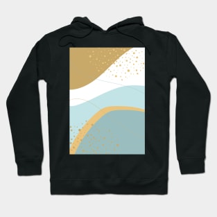 Modern Abstract Organic Shapes in Aqua and Gold Hoodie